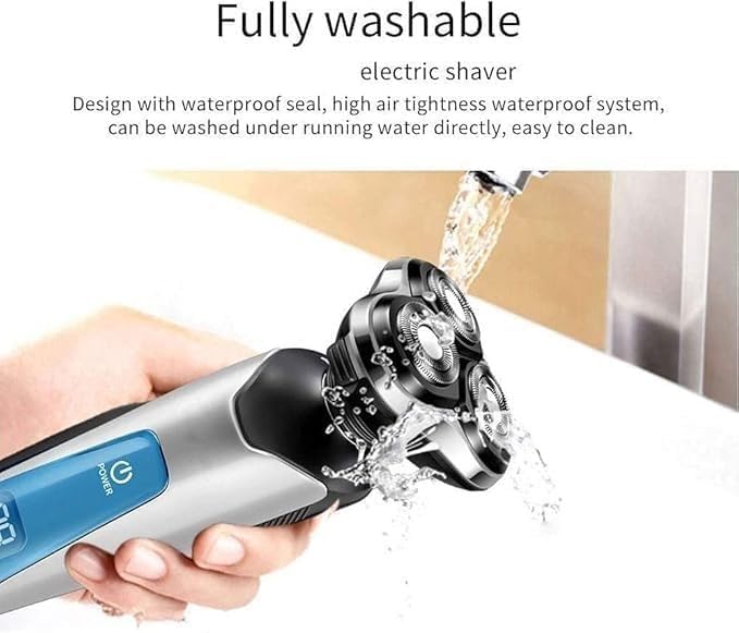 Rasoio elettrico da uomo, asciutto e bagnato, impermeabile, rotante, da viaggio, ricaricabile tramite USB, con display a LED, per rasatura, marito, papà