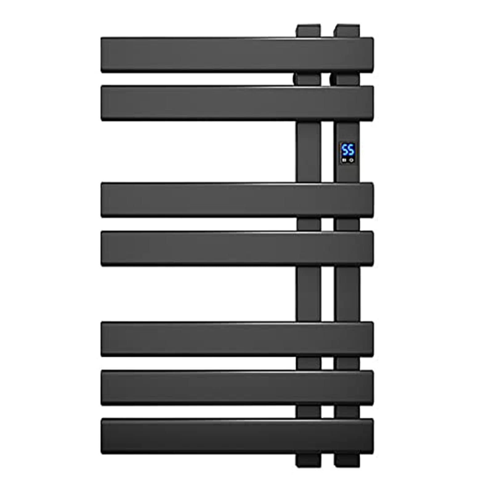 Elektrischer Handtuchhalter, Badezimmerheizkörper, an der Wand montierter Handtuchwärmer und Handtuchtrockner aus Aluminiumlegierung mit Timer-Temperaturregelung, Anthrazit, Schwarz (Schwarz)