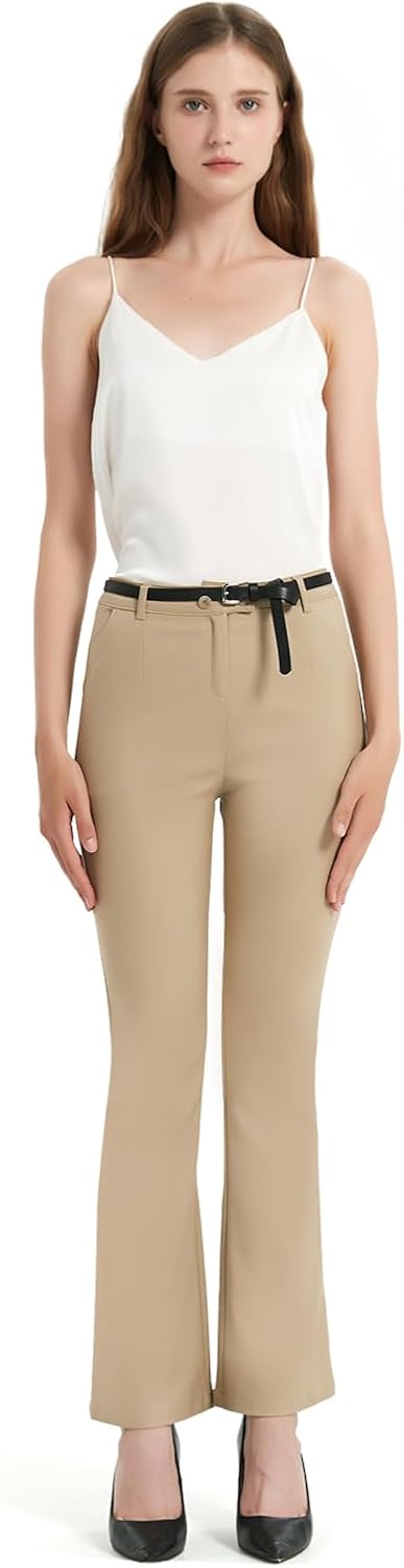 Womens Flare Dress Pants High Waisted Straight Leg Petite Work Office Slacks Professional Pants for Women