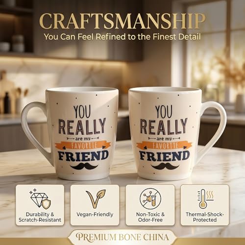 Image of UPC Premium Bone China Coffee Mug Set of 2 | Elegant Ceramic Tea & Coffee Cups for Home, Office & Cafe | Lightweight, Durable, Microwave & Dishwasher Safe Mug Set | Luxury Drinkware Collection