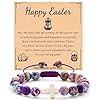 Frg easter basket stuffers for girls cross charm bracelet easter gifts for womens natural stone beaded bracelet christian gifts for girls inspirational jewelry  urban country home decor