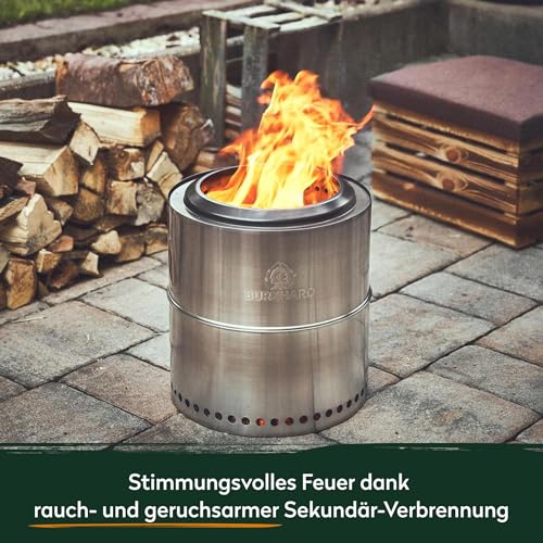 BURNHARD Feuerschale Edelstahl 50 cm, inkl. Aufbewahrungstasche, Feuertonne, Feuerkorb, raucharme Sekundär-Verbrennung, langlebig & mobil für Garten, Terrasse & Balkon – Bild 5
