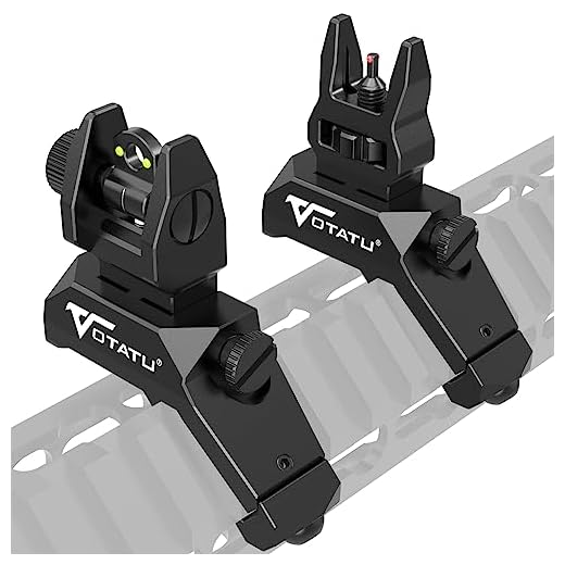 VOTATU V3 Fiber Optic Offset Iron Sight - 45 Degree Angled Flip Up Sights Front and Rear Backup Sites with Green Red Dot for Picatinny Mount, Spring-Loaded and Tool-Less Adjustment