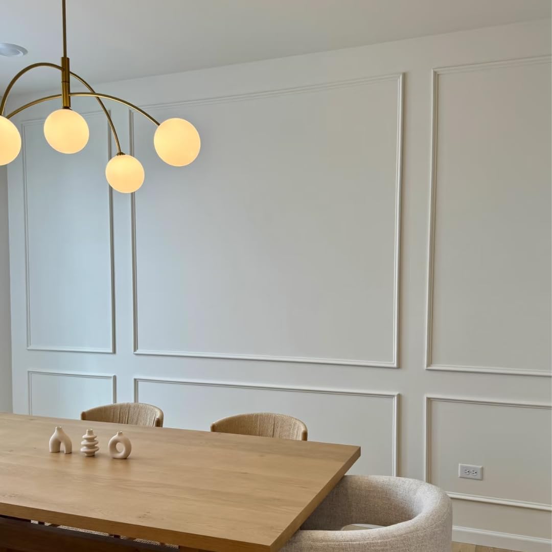 Peel and Stick Wall Moulding Kit – Precut 6 Wall Trim Frame Set | Self-Adhesive Decorative Accent Trim Panels | DIY Wainscoting, Hallways & Living Room Makeover (Classic White)