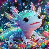 Diamond Painting Kits for Adults, Colorful Glittering Axolotl 5D Diamond Art Painting for Beginners, Full Drill Round DIY Gem Painting, Diamond Gem Painting Kits for Home Art Decor, 13.78X13.78 inch