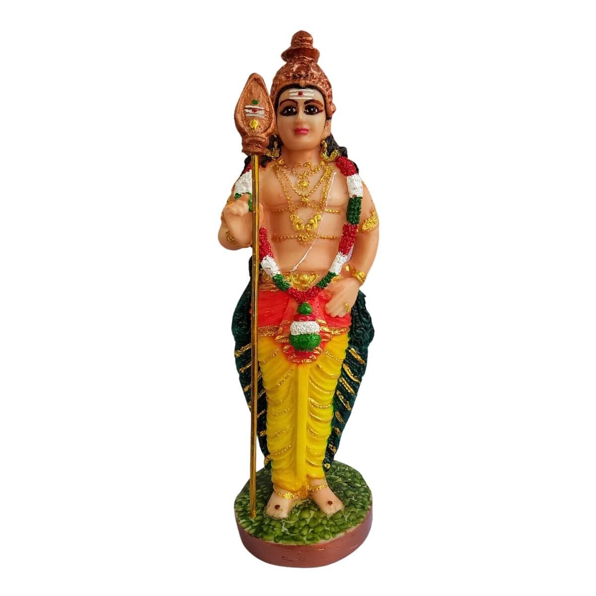 Swadeshi Desire Golden Swadeshi Desire™Polymarble Murugan Statue With Vel, (Gold, 21 Cm)