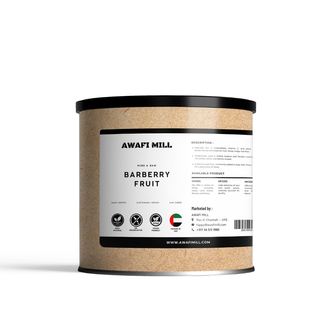 AWAFI MILL Dried Barberries (Zereshk) | Ruby-Red Tart Berries for Persian Saffron Rice, Pilaf & Salads | Bright Sour–Fruity Flavor | Food-Grade - 100 g | 3.5 Oz