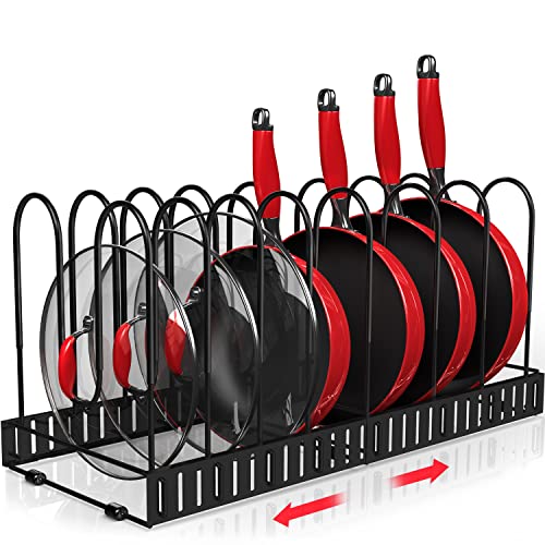 Storlux Expandable Pot And Pan Organizer Rack Cabinet, Adjustable 10 Non-Slip Tiers Pot Lid Organizer For Under Cabinet With 6 Diy Methods, Kitchen Organization And Storage #TOP24