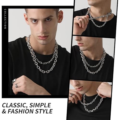 Chainshouse Stainless Steel Mens Necklace Large Heavy Silver Color 12Mm 18Inches Cable Chain Link Necklace Rapper Jewelry #TOP1