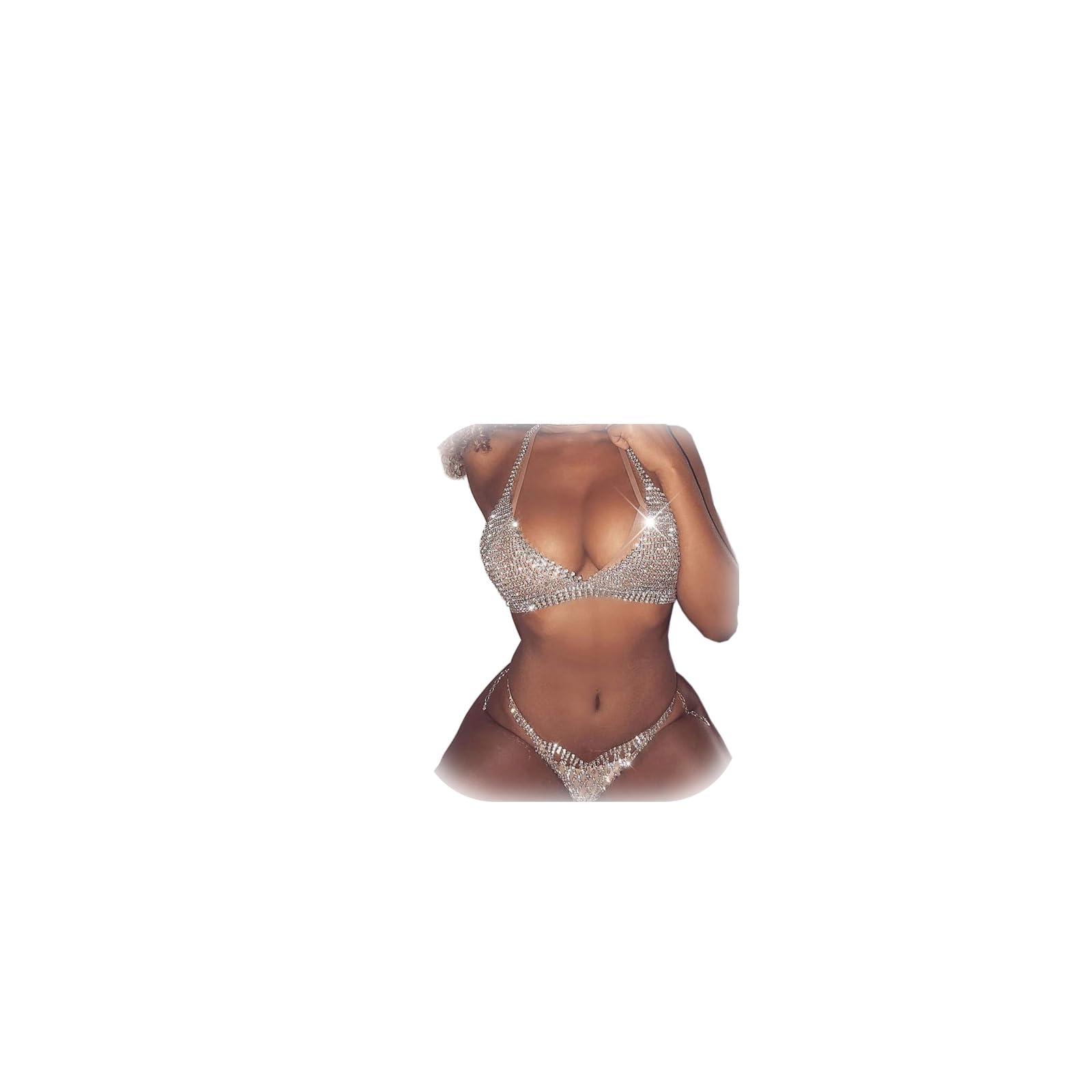 Sexy Bling Rhinstone Bra Body Chain Rhinstone Underwear Bra Harness Crystal Body Chain Jewelry Bikini Crystal Bralette Underwea for Women-image-35