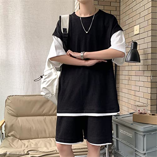 Ensemble de jogging deux pièces anti-transpiration gris style patchwork L - 4