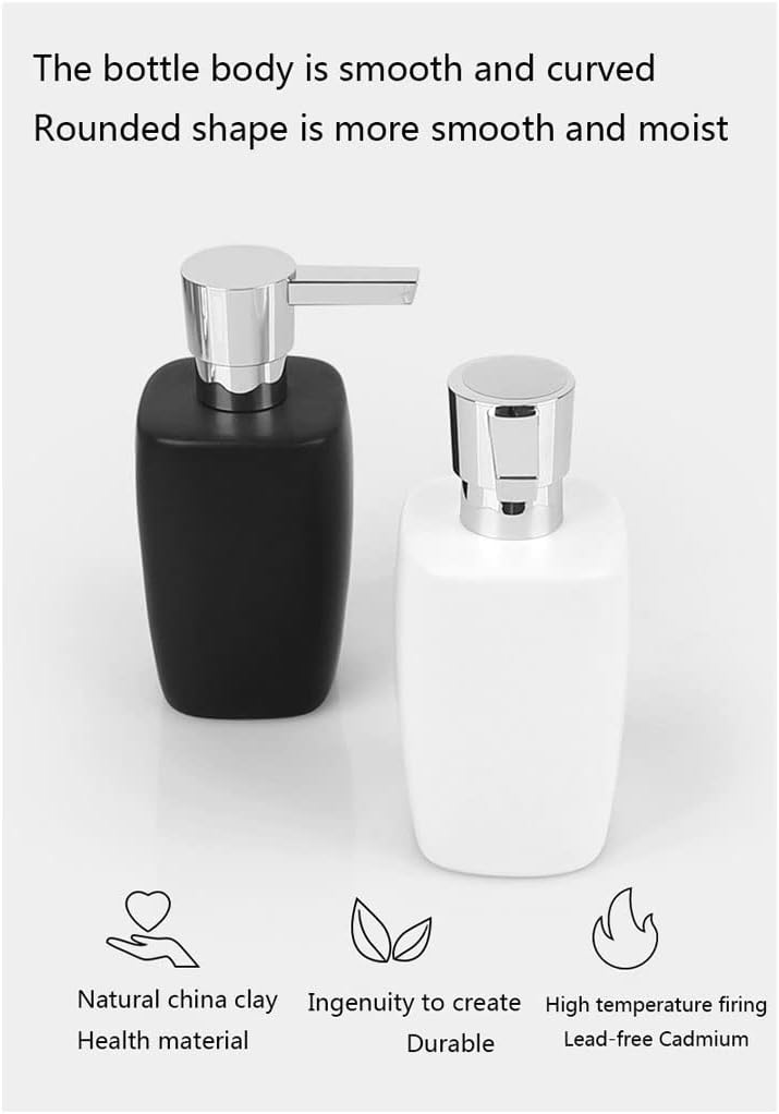 Hand Soap Bottle Kitchen Soap Dispenser Ceramic Lotion Pump Bottle Bathroom Countertop Shampoo Moisture Bottling Essential Oil Dispenser Detergent Dispenser，Black