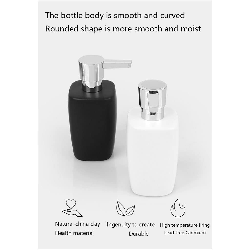 Seifenspender Küche Seifenspender Keramik Lotion Pumpflasche Badezimmer Arbeitsplatte Shampoo Feuchtigkeit Abfüllung ätherisches Öl Spender Spender De Jabón Para Baño (Schwarz)