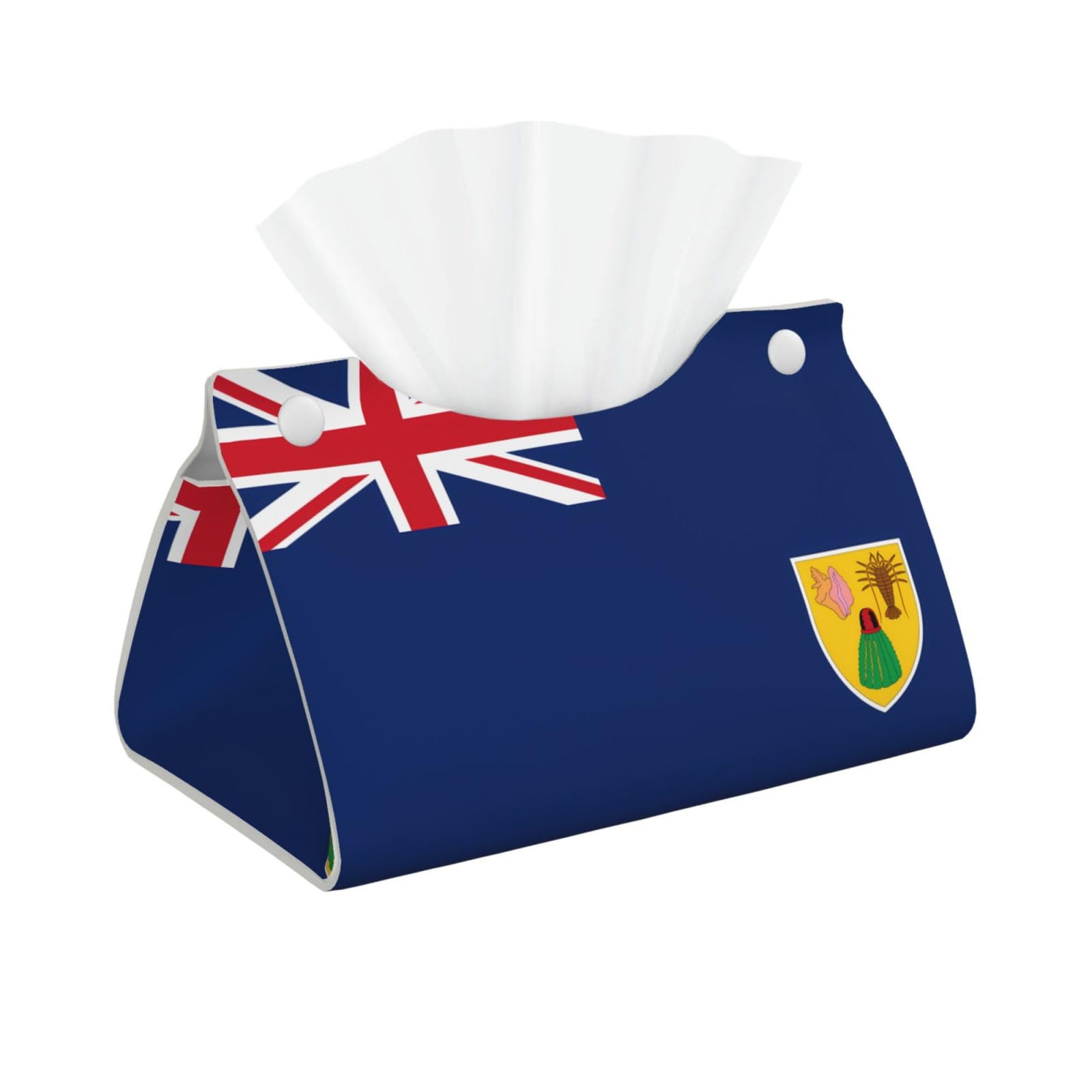 Flag of the Turks and Caicos Islands Print Long Tissue Box Cover Holder Foldable Leather Organizer for Vanity, Nightstand, Desk & Bathroom