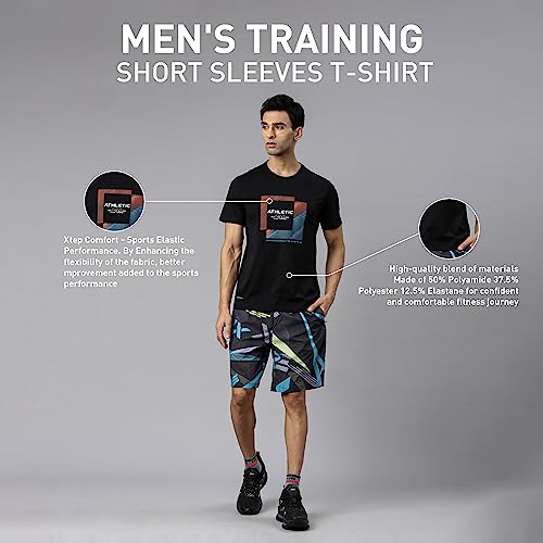 Image of XTEP Training Series, Polyester & Elastane for Better Stretch, Comfort Series, Sports Elastic Performance, Crew Neck Design, Comfort & Elastic Training T-Shirt for Men (White)