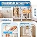 KIDIZ Absperrgitter zum Klemmen mit Katzenklappe, Türschutzgitter, Autoclose Kinder Treppengitter ohne Bohren | 90° Stopp Schutz, schwenkbar, Treppenschutzgitter, Weiß/Blau, Breite: 74-80 cm