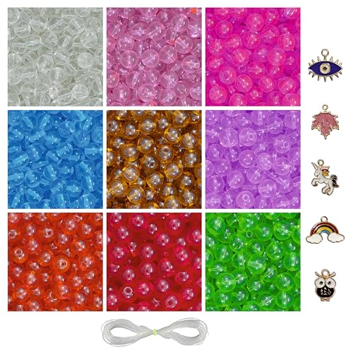 Image of 5 Pcs Charms + 250 Pcs Crystal Glass Beads for Jewellery Making Kit - Glass Beads for Bracelet Making Kit - Bead Craft - 8 mm