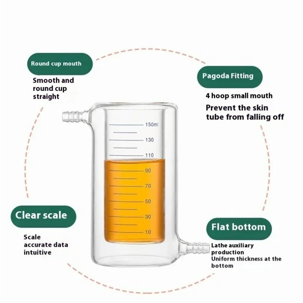 Vetreria da laboratorio Becher con camicia a doppio strato da 10 ml a 1000 ml, becher sperimentale con camicia da laboratorio in vetro borosilicato ad alto contenuto di borosilicato(50ML)