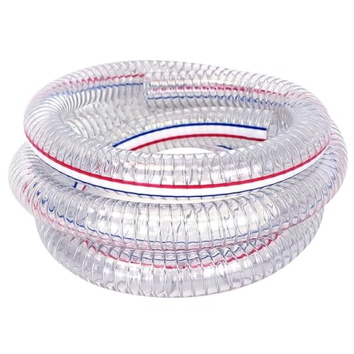 Tubo de succión de vinilo PVC, Manguera de PVC con alambre de acero helicoidal, espesor de pared de 2,5 mm, flexible, transparente, duradera, longitud de 16,4 pies(Inner Diameter 19mm)