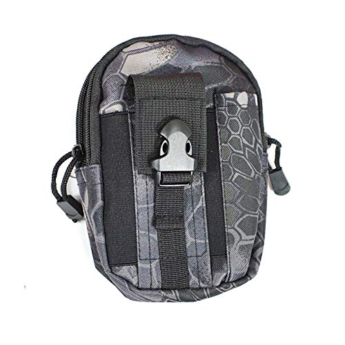 Elonglin Tactical Waist Pack Multi Purpose Bag EDC Pouch Utility with Strap Camping Hiking Nylon Pouch Cell Phone Holster Holder 8 Black Python Pattern