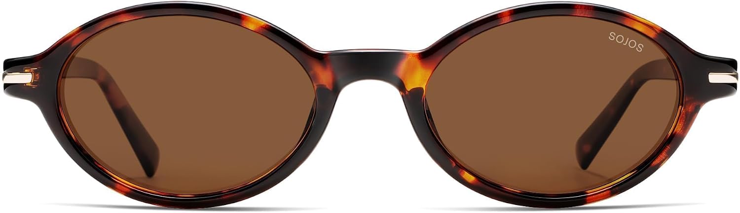 SOJOS Trendy Narrow Oval Polarized Sunglasses Womens Mens, Retro 90s Y2k Small Round Vintage Sunnies SJ2717
