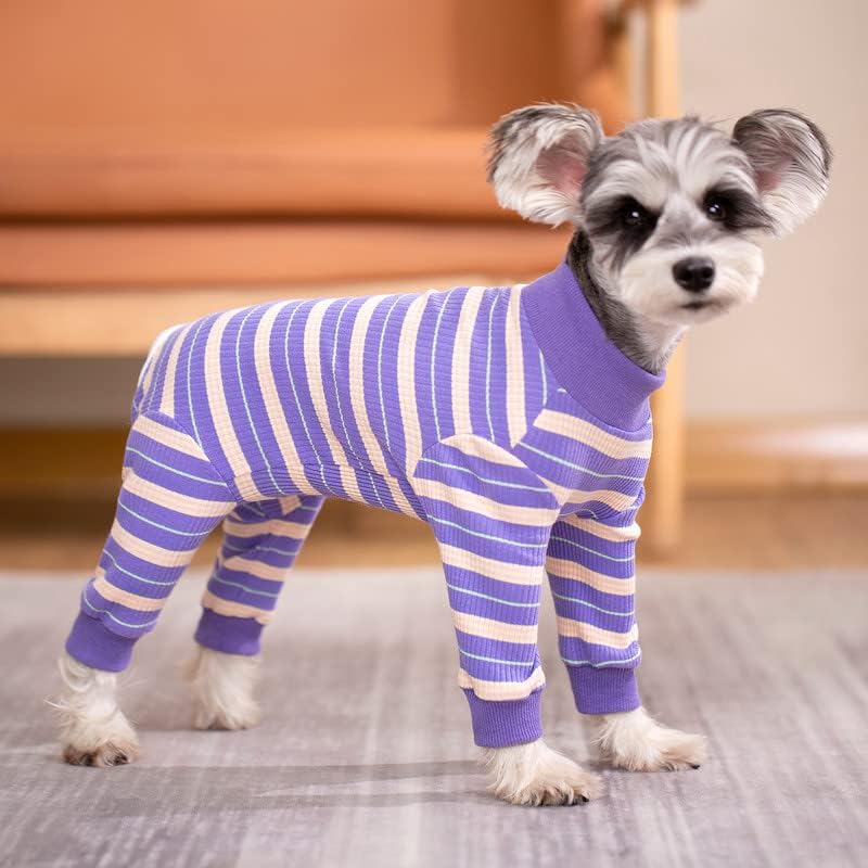Image of Dog Surgery Recovery Suit for Small Dogs, 4-Legged Dog Onesie After Surgery with Back Snaps, Breathable Cotton Spay and Neuter Bodysuit for Female and Male Dogs