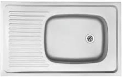 Stainless Steel Single Bowl Kitchen Sink with Drainer, Sit-On Installation, 915mm x 460mm, 90mm Bowl Depth