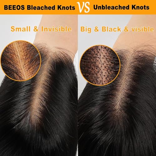 BEEOS 250% Density 13x6 HD Full Lace Frontal Glueless Wigs Pre-Plucked Pre-Cut, 0.10mm Ultra-thin Skinlike Real HD Lace Front Wear and Go Body Wave Wigs Human Hair Bleached Knots for Women 24 Inch — view 3