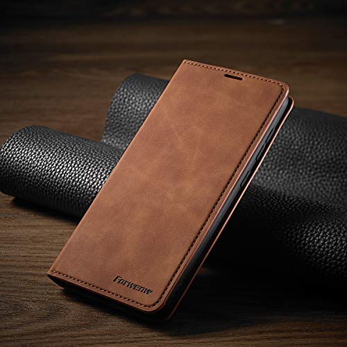 Eyzutak Premium Pu Leather Flip Folio Case For Samsung Galaxy A21S, Protective Case With Kickstand Card Slot Magnetic Closure Shockproof Wallet Cover For Samsung Galaxy A21S - Brown #TOP4