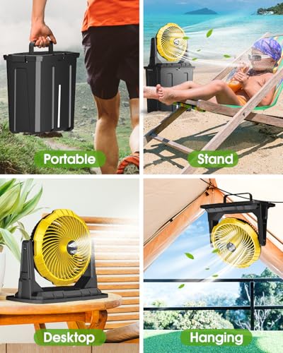 Image of Ausic Portable Misting Fan, 9L 10-inch Outdoor Mist Fans for Outside Patios Cooling, 20000mAh Rechargeable Battery Fan with Water Box, 3 Strong Winds, 3 Spray Mister, Camping /Beach Summer Essentials