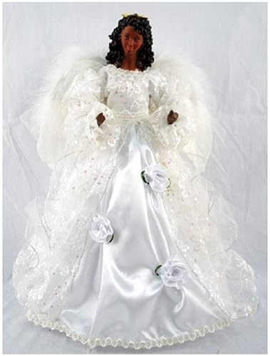 Unknown1 Santa's Workshop - Vestido de novia negro para árbol de ángel, 16 pulgadas, 16 pulgadas, plástico blanco