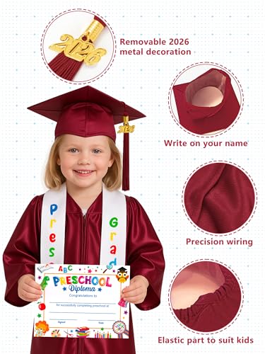 QZYL Preschool Graduation Cap and Gown Set, Unisex Kindergarten Graduation Outfit with Stole 2026 Tassel and Certificate — view 5