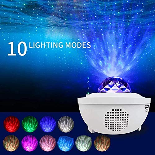 Projektor Bluetooth lampka nocna odtwarzacz muzyczny gwiaździste niebo lampka nocna LED projektor lampka nocna prezent świąteczny biały