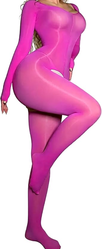 RUIBAVYA Body Stockings For Women Sexy Lingerie Bodysuit Long Sleeved Bodystocking Low Neck Full Body Stocking
