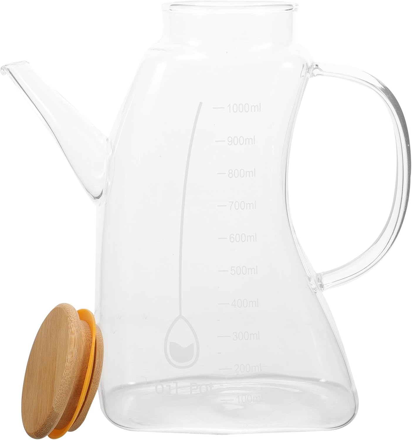 Glass Oil Bottle with 1000ml Capacity, Leakproof Glass Seasoning Dispenser with Scale, Olive Oil and Vinegar Holder for Kitchen Cooking and Salad Use