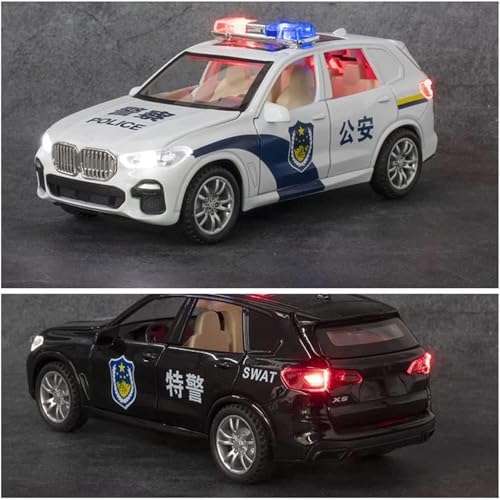 Image of 1:32 B-M-W X7 Police Model Diecast Metal Pullback Toy car with Openable Doors & Light, Music Boys car for Kids Best Toys Gifts. (White)
