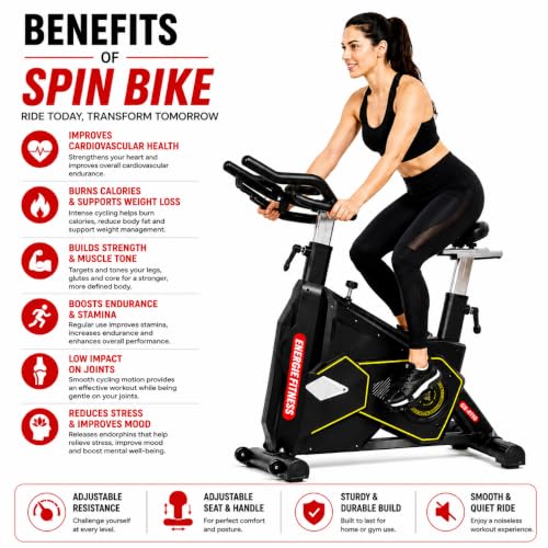 Image of Transformer Spin Bike - 24KG Flywheel, Adjustable Resistance, Indoor Cycling Exercise Bike for Home & Gym with Emergency Brake System XB-5816