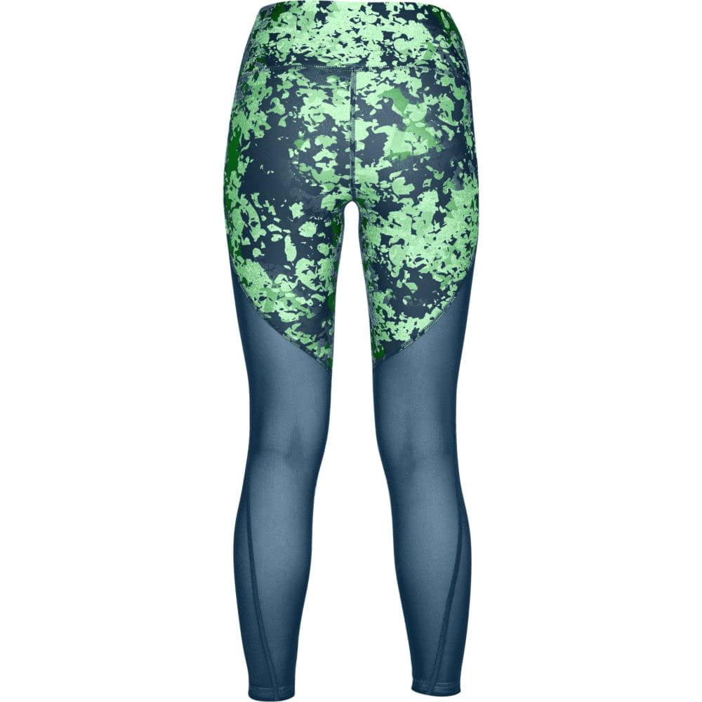 Under Armour HG Ankle Crop Double Nov Pant Pantalones Pirata, Mujer, Techno Teal/Green Typhoon/Metallic Silver, M