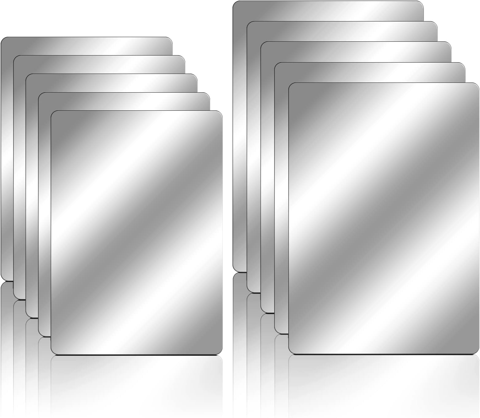Yalikop 20 Pieces School Shatter Proof Plastic Mirrors, 4 x 6 Inch and 6 x 8 Inch, Plastic Craft Mirror with Soft Round Corners Double Sided Protective Film Mirror Sheets for Classroom Bathroom