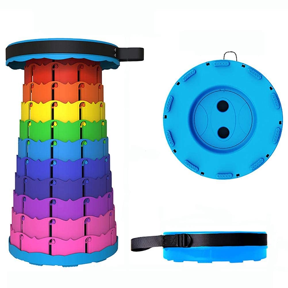 Sgabello Pieghevole Portatile Strizzacervelli Sgabello Telescopico Regolabile Sgabello Retrattile per Campeggio Pesca Sgabello Portatile Lounge Sgabello da Campeggio Sedile Sedia/Multi-Color