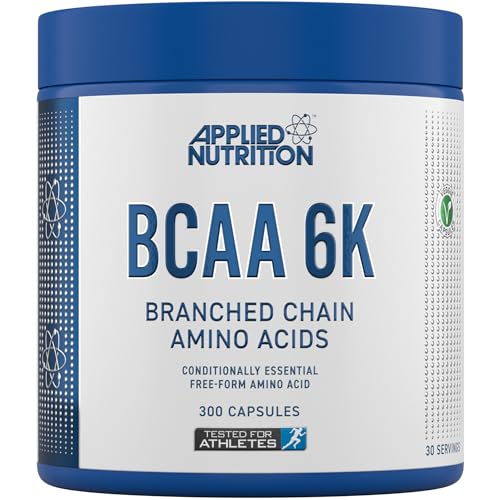 Applied Nutrition BCAA 6K (4:1:1) 6000mg Branched Chain Amino Acids per Serving - Leucine Isoleucine & Valine for Endurance Performance & Recovery 300 Vegan Capsules (30 Servings)