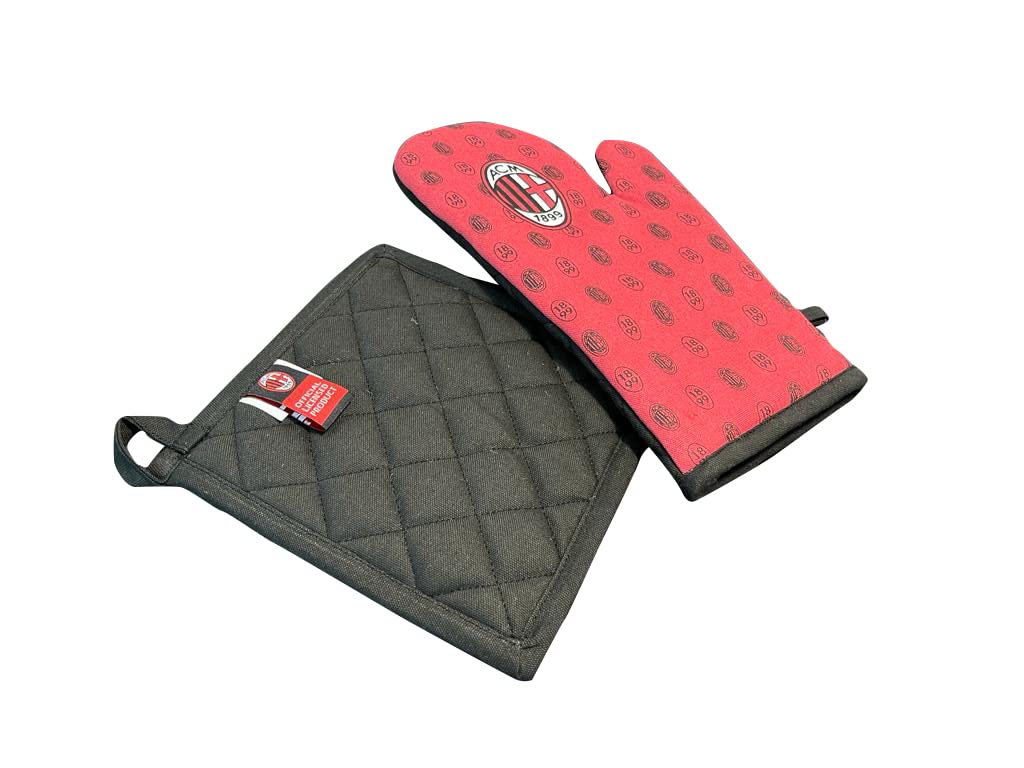 AC Milan | Guanto Forno + Presina Cucina | Set Barbecue | Prodotto Ufficiale