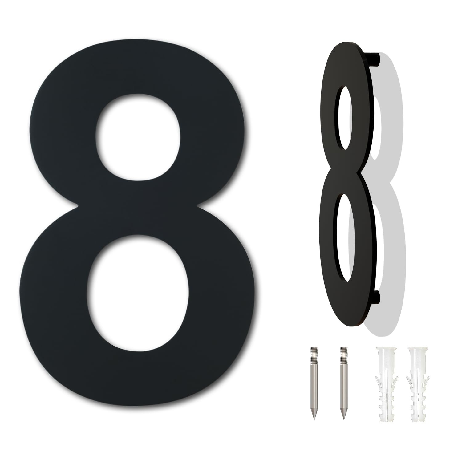 Número de casa moderno cepillado,152 mm de altura, hecho de acero inoxidable 304 sólido, chapado en negro (Número 1 Uno) — view 18