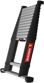 Teleskopleiter 4,1m von TELESTEPS I Made in Sweden I Prime Line I Kompakte Qualitätsleiter mit patentiertem Premium Design I Dreieckige Holme I EN 131 Zertifiziert I 72241-781