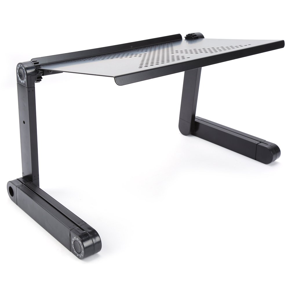 Supporto per Laptop con Ventola, Tavolino da Letto per PC, Supporto Portatile Leggero Pieghevole e Regolabile per Computer, Tavolo per Laptop in Alluminio con Vassoio per Mouse, per Letto, Divano