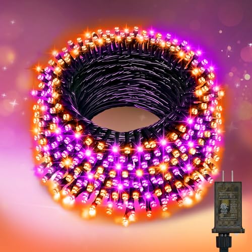 Nisocy 200 LED String Lights Outdoor Waterproof – Purple Orange Fairy Lights with Plug,...