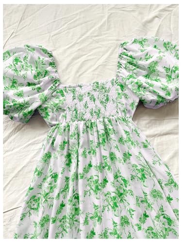 Image of Floerns Women's Floral Dress Puff Sleeve Dress Square Neck Summer Vacation Picnic Mini Dresses