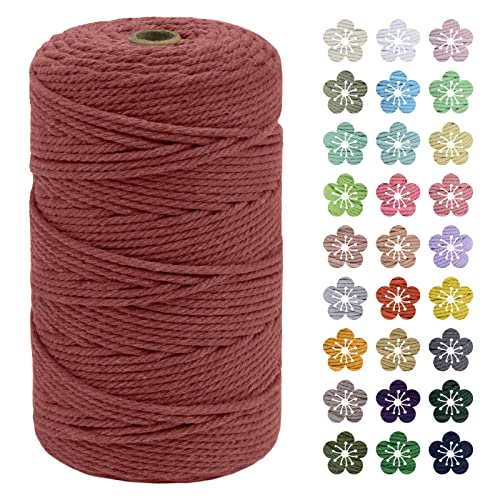 LEREATI Macrame Cord 3mm x 200m, Thick Macrame Rope Natural Cotton Rope Craft String