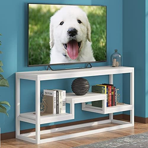 LITTLE TREE TV Stand for TVs up to 65 Inch, 3-Tier TV Console Table Entertainment Center with Storage, Steel Frame, for Living Room, Bedroom
