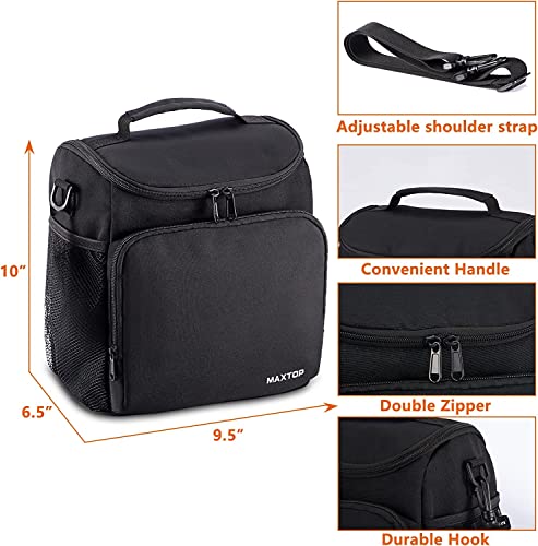 Image of Insulated Lunch Bag with Shoulder Strap, Large Cooler Tote Bag, Black, for Work and Travel (Black)
